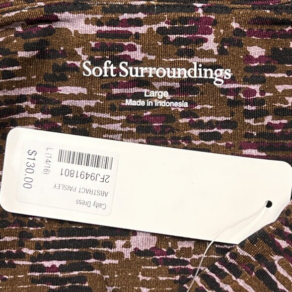 Soft Surroundings Caity Maxi Dress Faux Wrap Stretch Abstract Paisley Sz L - NWT - Picture 4 of 6